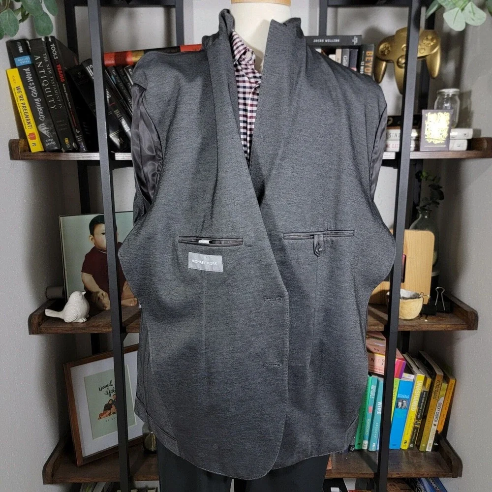 Michael Kors KIMBLE Men's Unstructured Blazer Charcoal Size‎ 52R SLIM FIT NEW